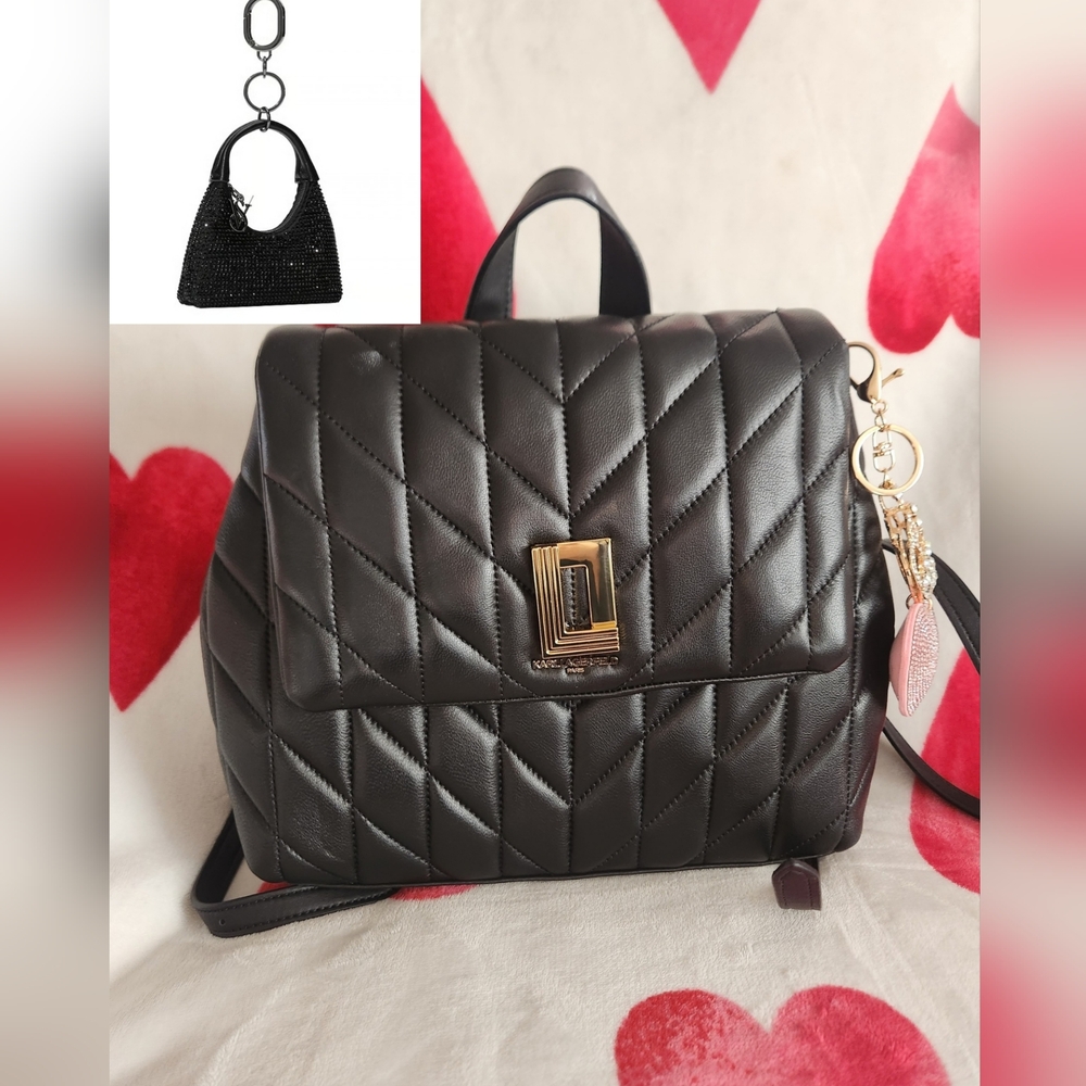 KARL LAGERFELD Lafayette Quilted Backpack And VS Handbag Charm